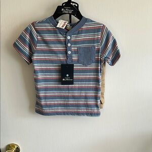 Ben Sherman 2-Piece Set – Striped Henley + Khaki Shorts – Size 18M (NWT)